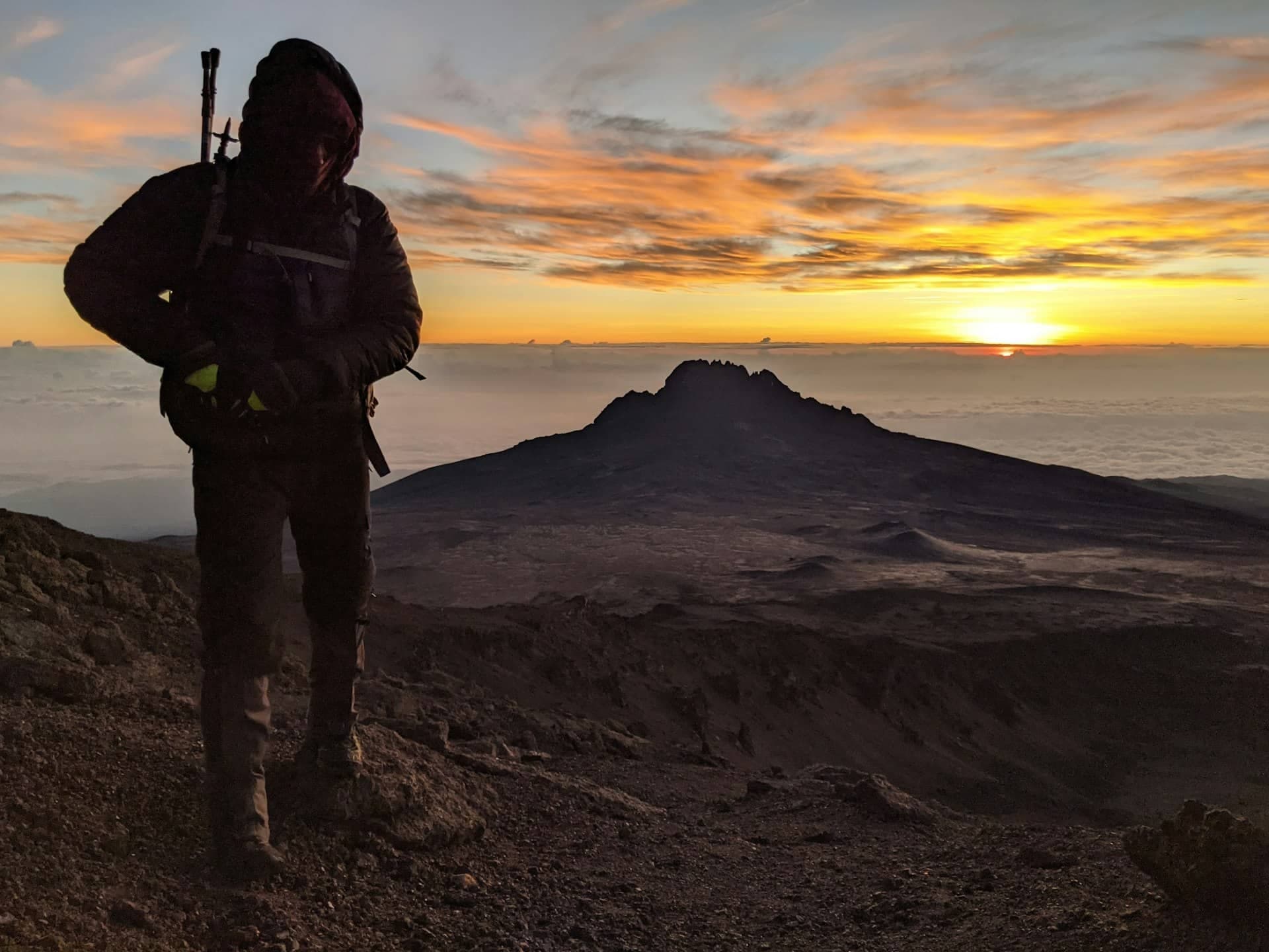Mount Kenya summit at sunrise with glaciers and alpine scenery
